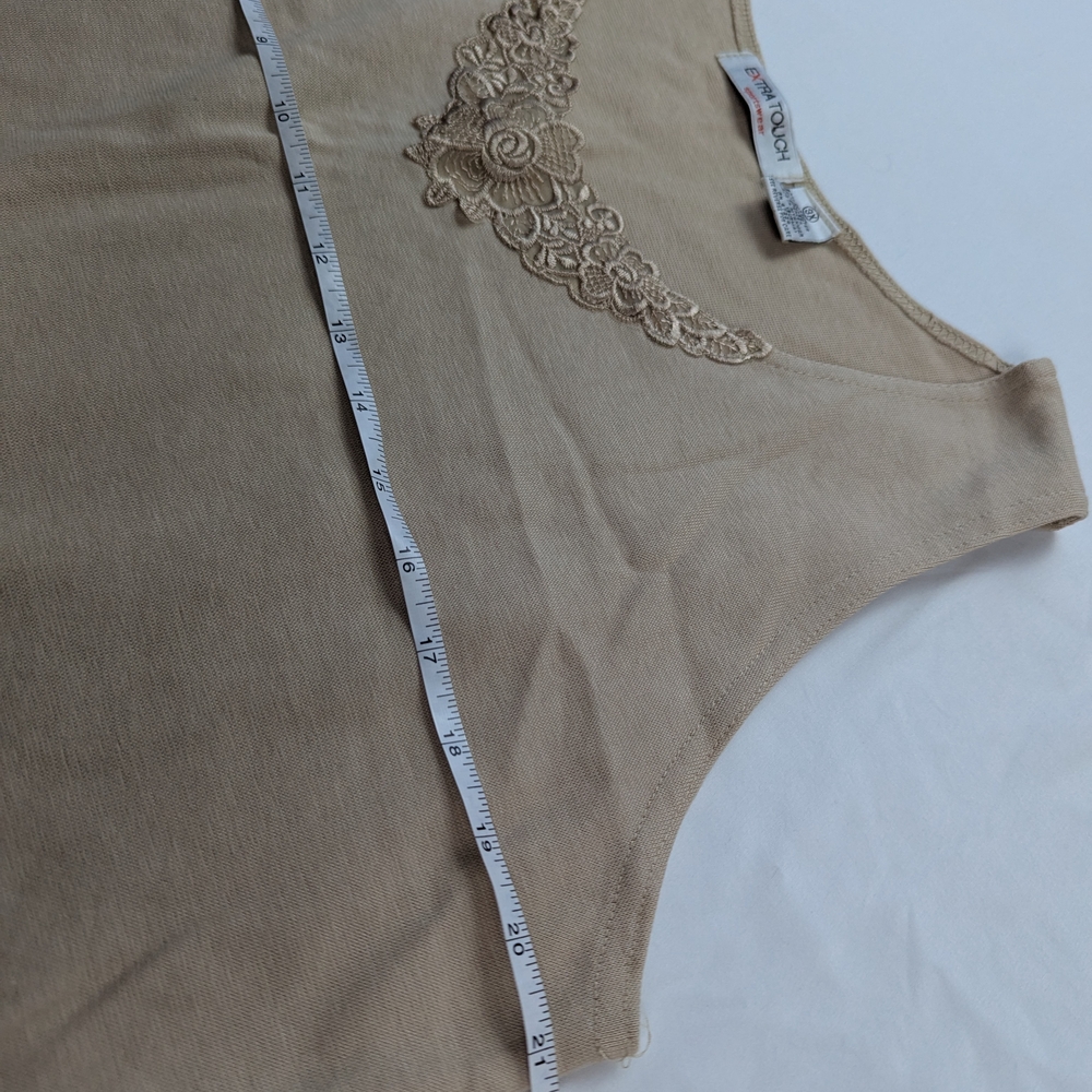 Extra Touch Tan Tank Top with Embroidered Detail - Picture 3 of 5